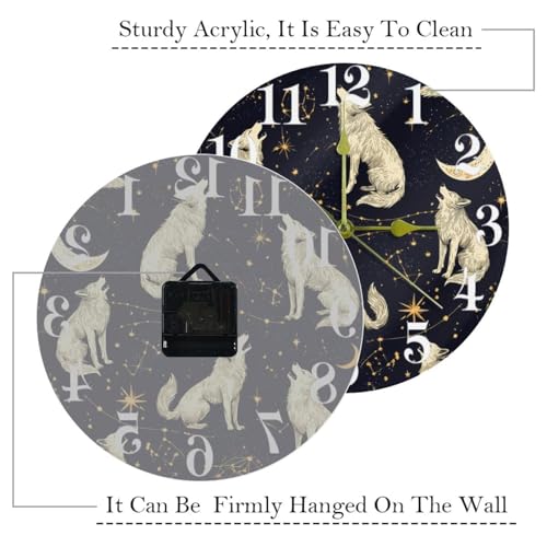 Horloge murale à quartz silencieuse loups, cadeau déco idéal - 6