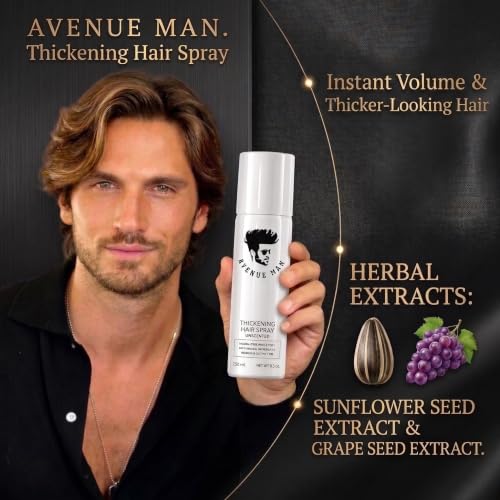 Image of Avenue Man Hair Thickening Spray for Men - Unscented Texturizing Spray for Men - Instant Volume, Strong Hold & All-Day Control - Lightweight & Easy Rinse Formula Mens Hairspray Extra Hold - 8.5 oz