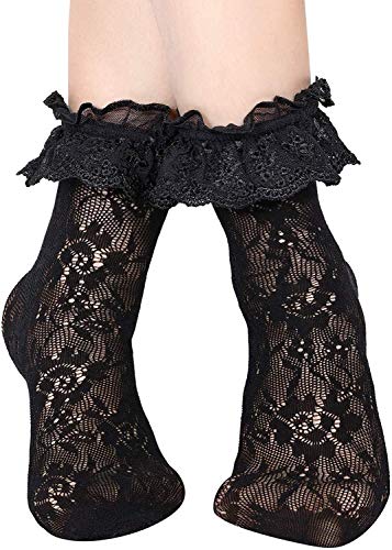 Women's Ankle Socks Lace Ruffle Anklet Socks Cup Lace Socks, 6 Pairs Set #TOP2