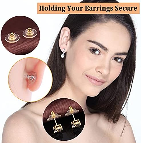 DELECOE 925 Sterling Silver Locking Earring Backs Replacements for Diamond Studs,14K White Gold Plated Hypoallergenic Secure Earring Backs 3-Pairs