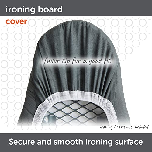 Image of oliso Ironing Board Cover - 100% Cotton with Professional Felt Pad, Fits Standard 54 inch x 15 inch Boards - Secure Fit with Wide Elastic Edge & Adjustable Straps - Grey