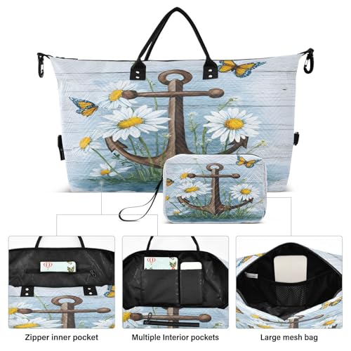 Travel Gym Bag, Boards Navigation Butterfies Weekender Overnight Duffle for Women with Toiletry Bag Travel Swim2