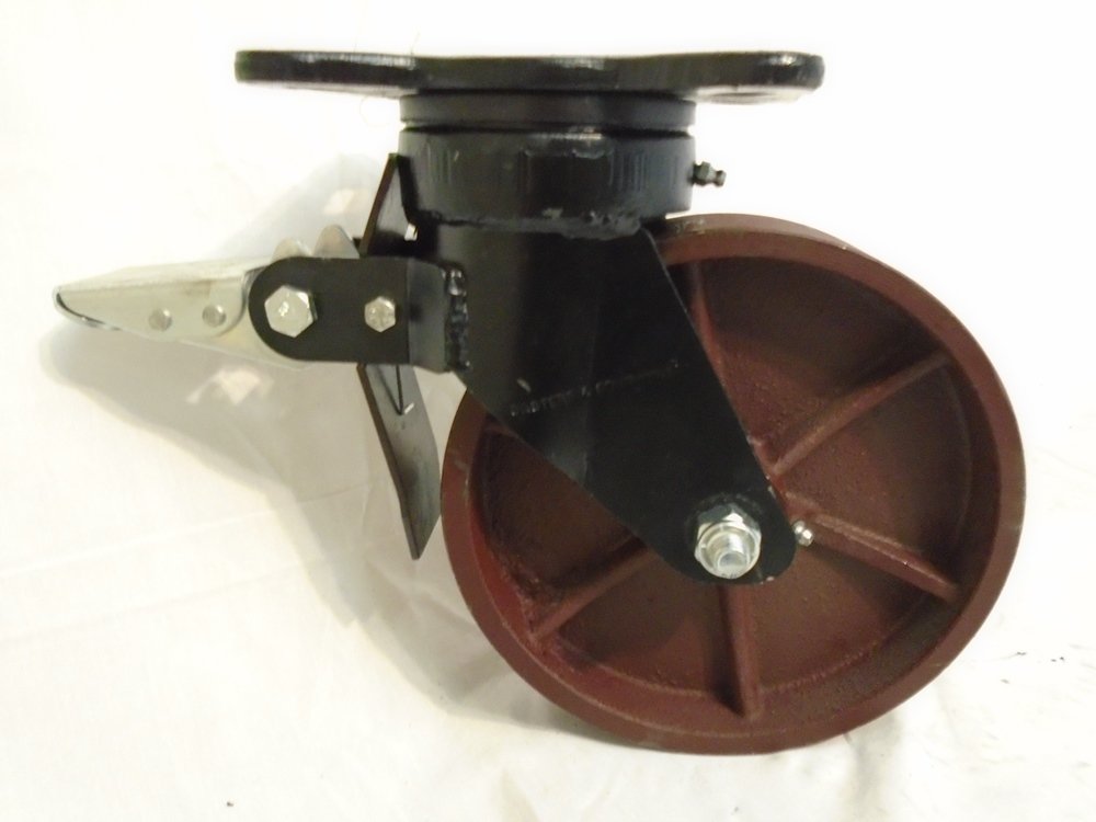 8" X 2" Kingpinless Drop Forged Swivel Total Lock Brake Ductile Steel Wheel (4) 2000 Lbs Each