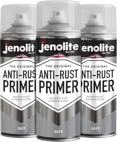JENOLITE Apprêt antirouille en spray | Gris | 3 x 400 ml | Apprêt métallique haute performance | Protection contre la rouille et la corrosion | Apprêt peinture pour voitures, radiateurs, meubles de
