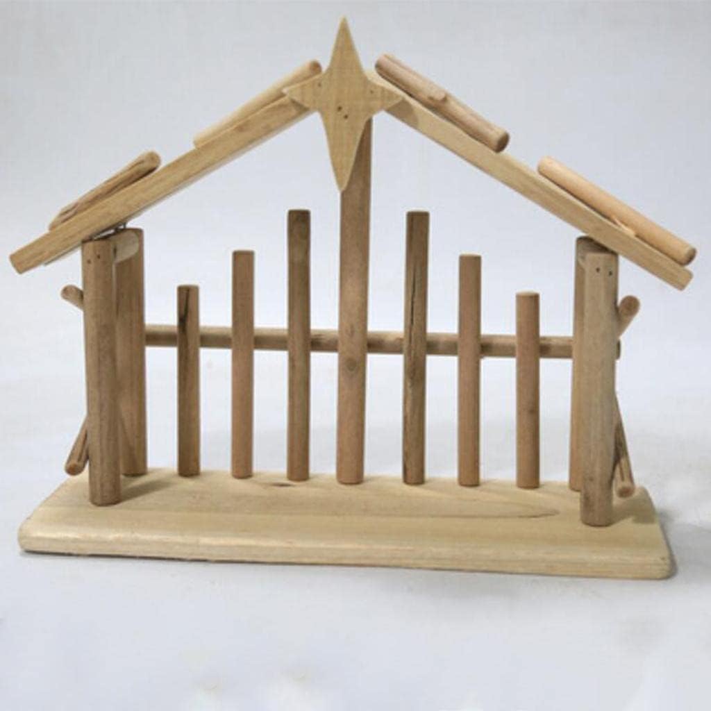 Nativity Scene Christmas Manger Figurines Decor Birth of Jesus Miniature Wood Resin Handpainted Suitable for Office Study Living Room Bedroom Fireplac, Wide Cabin