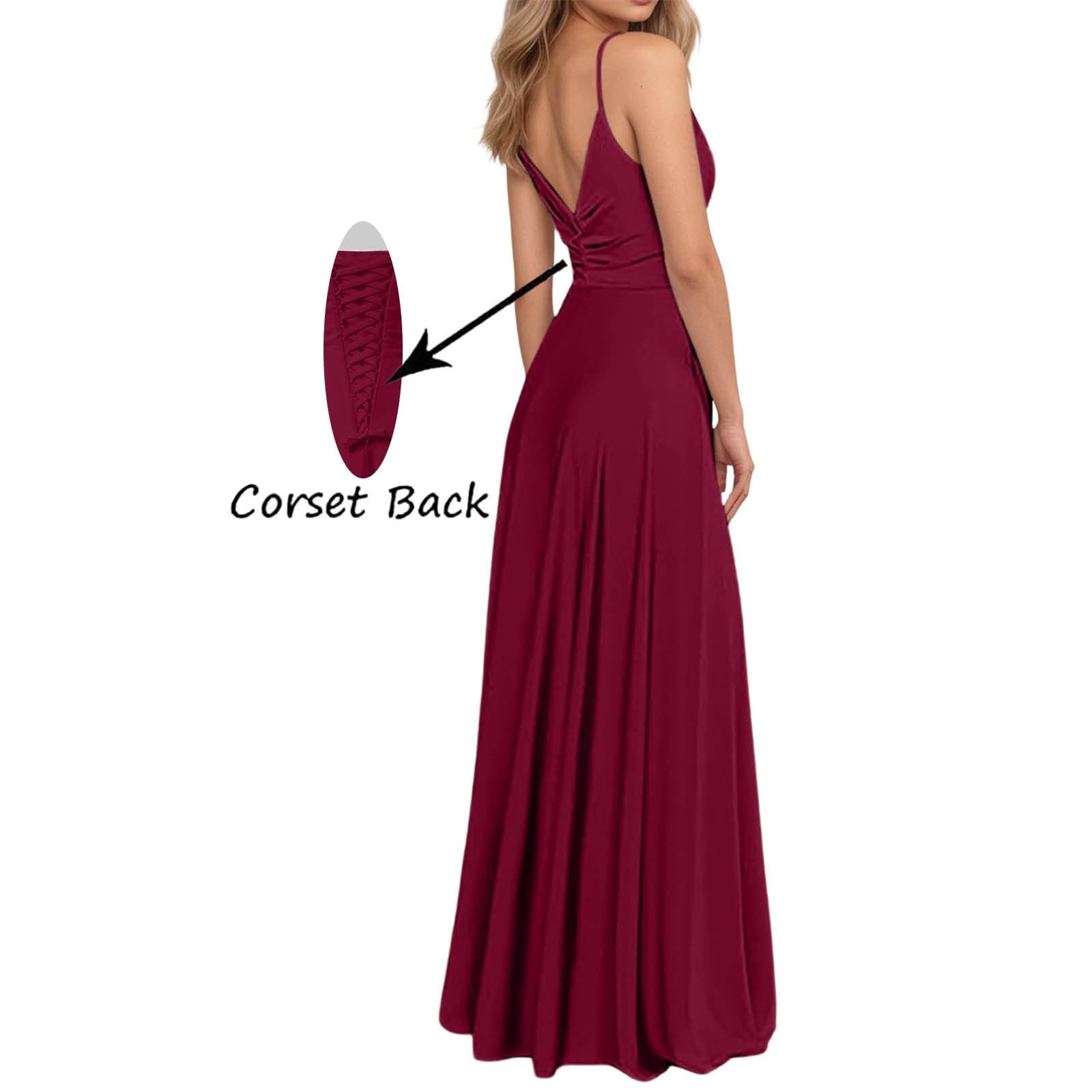 Generisch Robe de soirée pour femme - Longue robe de bal - Robe de cocktail élégante - Robe de demoiselle d'honneur - Robe de fête - Robe de bal - Robe de bal - Robe festive - Longueur au sol