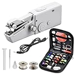 ALFFREUDE Mini Maquina de Coser, Mini Máquina de Coser Eléctrica, Maquina de Coser Portatil, Fácil de Usar, Puntada Rápida, Adecuada Para Ropa, Cortinas, Bricolaje, Viajes en Familia