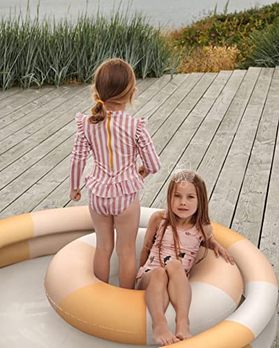 Homille Baby-Girls One Piece Long Sleeve Rash Guard Sunsuit Zipper Surfing Ruffle Swimsuit Bodysuit, Pink, 4-5T #TOP4