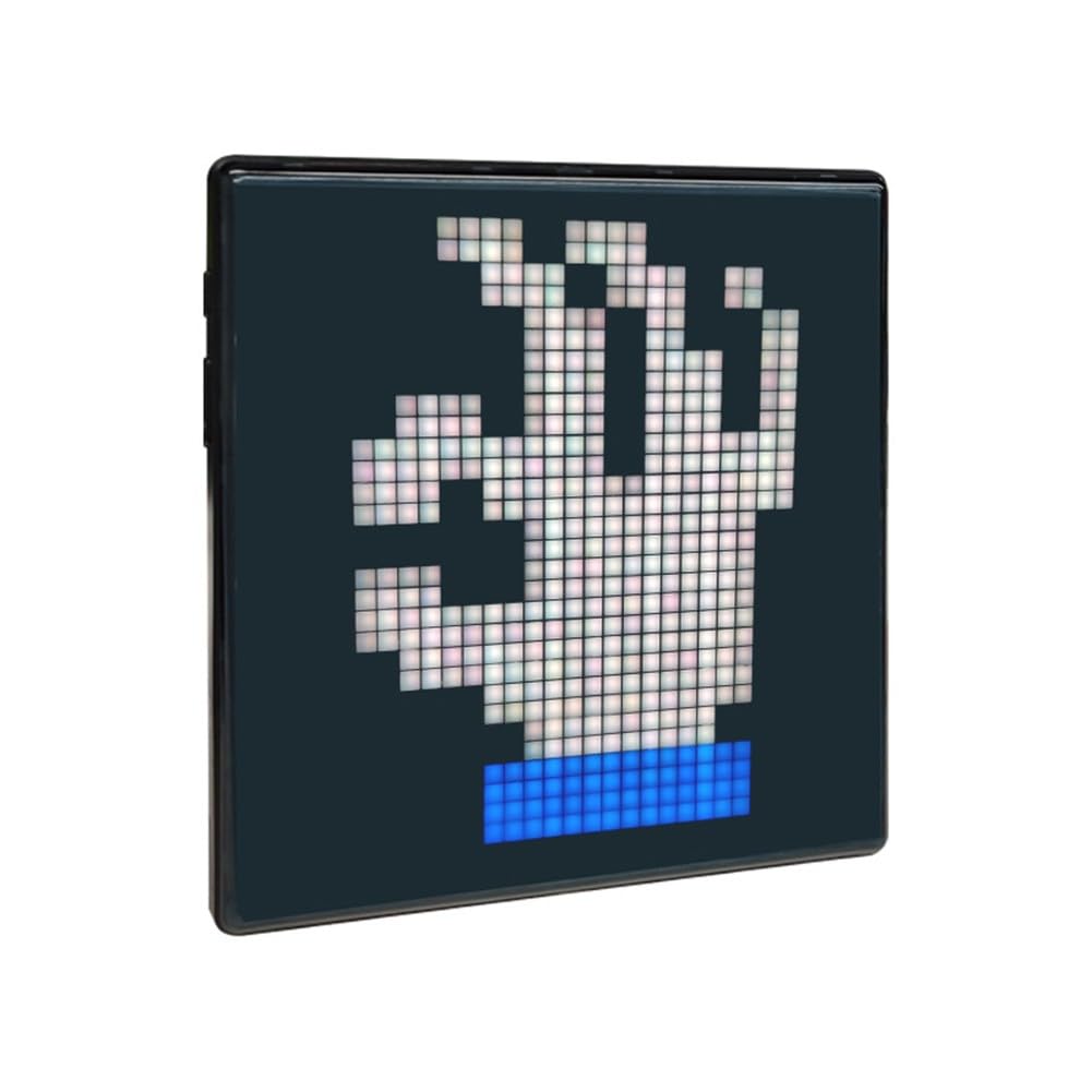 Pixel Art - Display digitale a LED programmabile per decorazione casa e gioco, 32 x 32 cm, con schermo LED vibrante, funzionalità fai da te, orologio integrato, cavo auricolare nero
