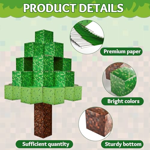 Image of 44Pcs Pixel Game Party Decorations Pixel Theme Treat Boxes 6 Inch Video Game Birthday Party Supplies for School Holiday Gamer Birthday Pixelated Party Favor
