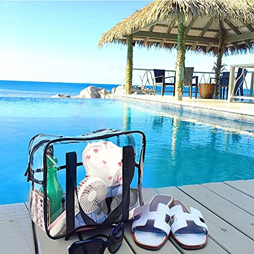 Sxosyo Clear Makeup Bags Large Travel Toiletry Bag For Women Transparent Bag Clear Cosmetic Bags With Handle Bathroom Organizer Bag Pvc Tote Zipper Handbag Beach Bag (Black) #TOP2