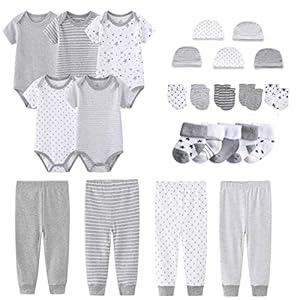 MAMIMAKA Newborn Layette Gift Set Bodysuits Pants for Baby Girl and Boy 24 Piece 100{b13794532221bd7716b1630afd9d7d94fcba1925a8b0df34bdffa89758f7d763} Cotton Essentials and Accessories