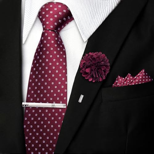 Image of DiBanGu Silk Pre-tied Ties for Men Formal Adjustable Necktie Set