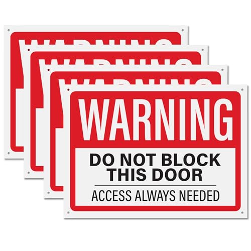 4pk Do Not Block Door Sign | Warning Do Not Block This Door Access Needed At All Times Signs, 10" x 14"