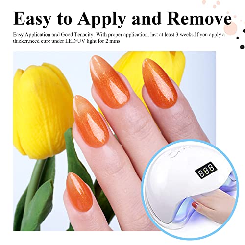 Imtiti Gel Nail Polish, 1 Pcs 15Ml Glitter Orange Color Soak Off Uv Led Nail Gel Polish Nail Art Starter Manicure Salon Diy At Home Nail Lamp Needed #TOP1