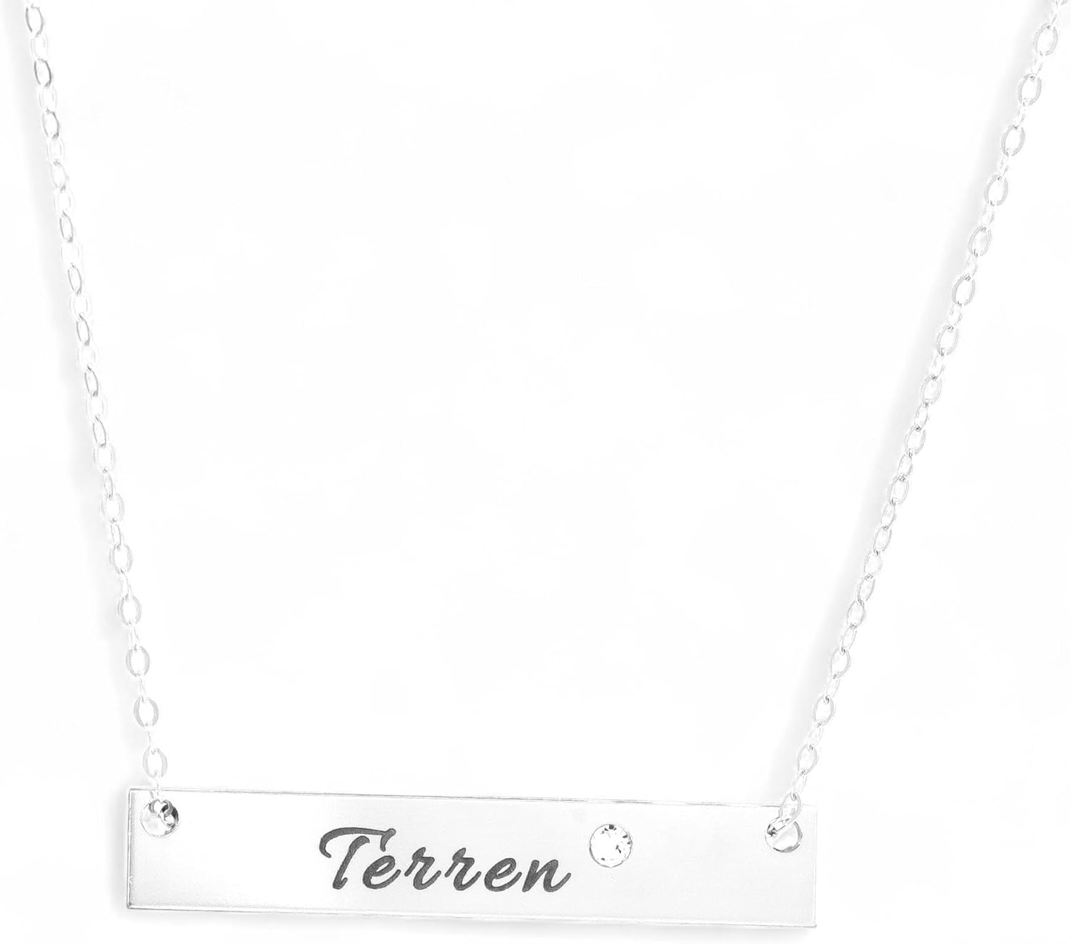 HotMixCold Personalized 14K Gold Fill Nameplate Necklace with Crystal Diamond, 925 Sterling Silver Long Name Bar Birthstone Sister Jewelry, 14K Rose Gold Fill Engraved Initial Pendant - Image 3