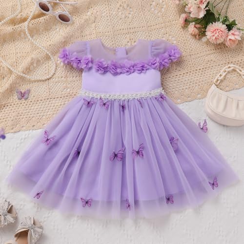 ODASDO Toddler Girls Butterfly Dress Infant Baby A-line Tulle Tutu Princess Dresses for Wedding Formal Birthday Party Pageant3