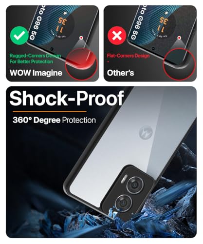 Image of WOW IMAGINE Shockproof Hybrid Back Cover for Motorola Moto Edge 50 Fusion 5G | Moto G96 5G | Hard Slim fit Back Case | PC & TPU | Clear Transparent Case - Black