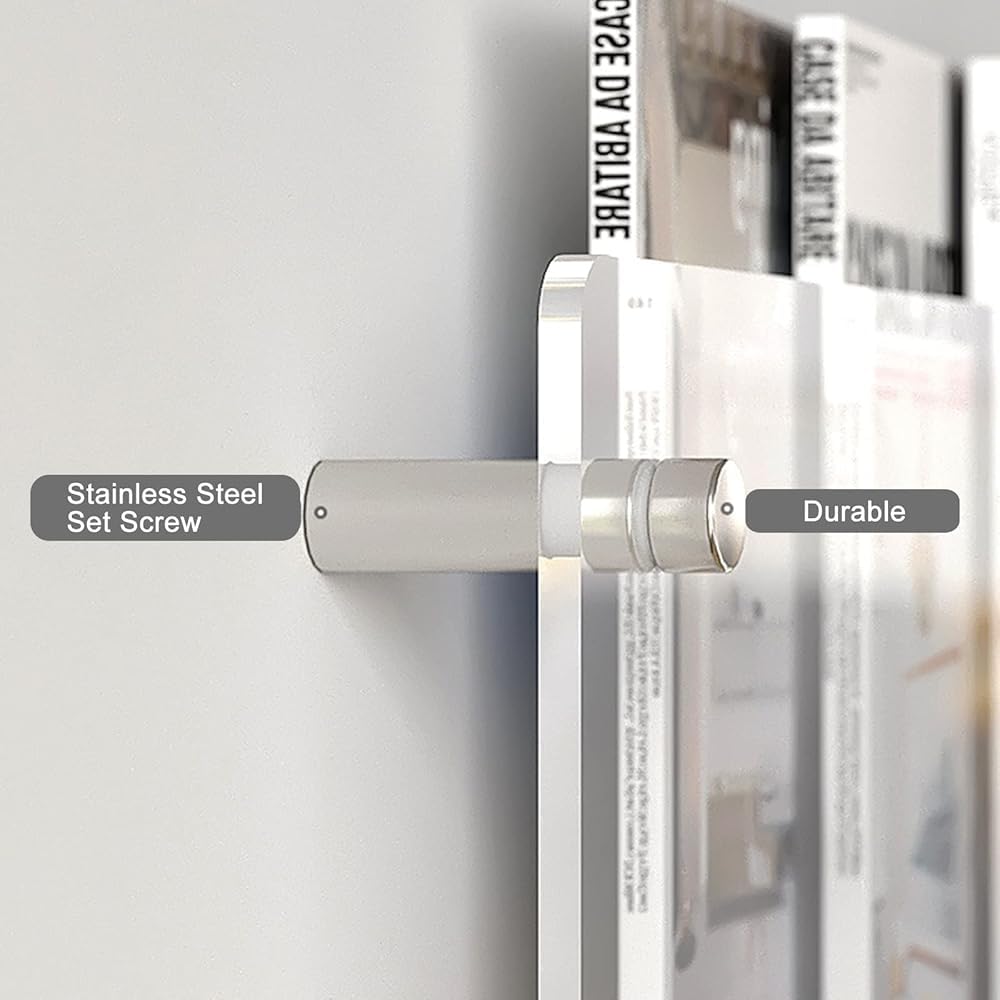 2 Pack Acryl Magazinhalter Wand Montiert Klar Broschüre Rack, Hängende Bücherregal Pamphlet Display Stand Für Wohnzimmer Büro(Size:60cm+60cm,Color:Rosa)