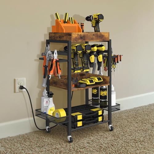 Amazon.com: Aunulahca Power Tool Organizer Cart, Metal Rolling Tool ...