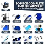 30 Piece Car Cleaning Kit - Cleaning Brush, Complete Interior & Exterior Car Detailing Kit with Detailing Brushes for Wheels, Leather, Dashboard, Vents - Automotive Detail Washing Brush Set - Image 2