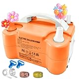 Electric Balloon Pump, Portable Electric Balloon Blower Machine Balloon Air Pump Dual Nozzle Balloon Inflator for Party Decorations(Orange)
