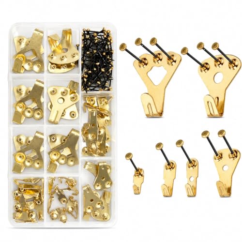 Image of Picture Hanging Kit with Assorted Hooks & Nails, Heavy Duty Picture Hangers for Frames, Wall Art & Mirrors, Picture Frame Hanging Hardware Set with Organizer Storage Case for Home Gallery Wall (125)