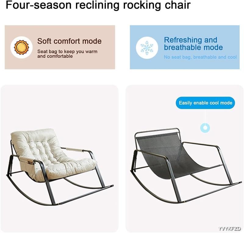 Image of Padded Rocking Lounge Chair with Thick Tufted Cushion, Sturdy Metal Frame, Modern Indoor Rocker Armchair for Living Room, Bedroom, Reading Corner, or Relaxation Space (Grey, Small)
