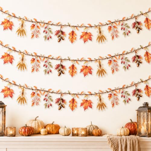 3 Pcs Fall Leaves Garland for Thanksgiving Decorations - image 1