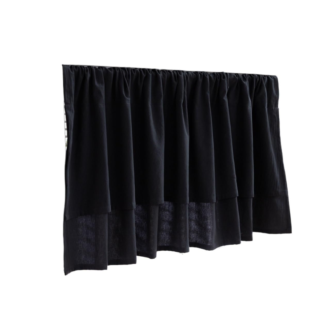 L6NqIAG Cupboard Curtain Boho Kitchen Cotton Short Curtain,Light Filtering Cafe Curtains Valances,For Laundry Living Room And Decoration(Black,ROD POCKET_135X45CM)