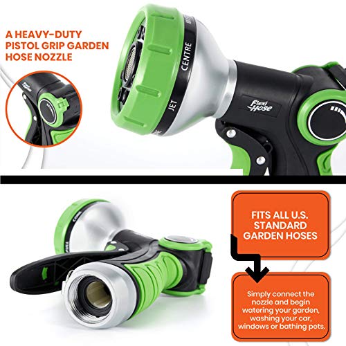 Flexi Hose Multi Pattern Front Trigger Nozzle, A Heavy-Duty Pistol Grip Garden Hose Nozzle With 8 Spray Patterns To Water Plants, Wash Cars And Windows, And Shower Pets #TOP5