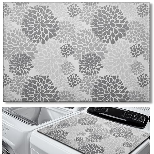 Teenyyou 1 Pcs 26 x 18 Dryer Top Protector Mat Washer and Dryer Topper Non Slip Waterproof Machine Cover Dust Proof Quick Drying Topper Pad for Laundry and Kitchen (Bloom)
