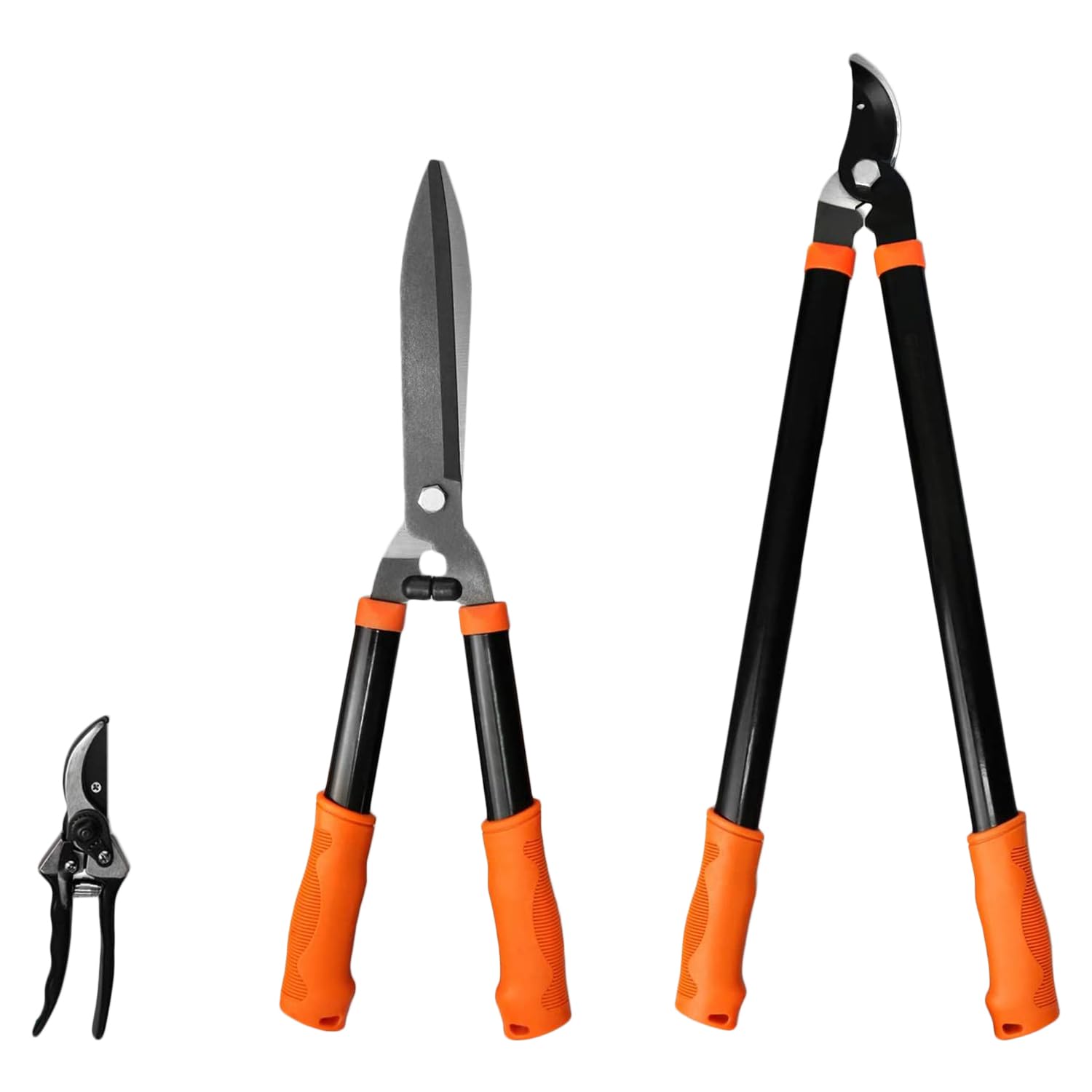 Goleray Garden Tools 3Packs Pruner Gardening Scissors Kit with Lopper, Hedge Clippers and Pruning Shears, Shrub Trimmer Branch Cutter for Tree, Flowers, Plants, Bonsai and Fruits