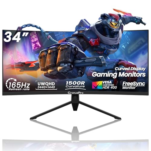 34 Zoll Curved Gaming Monitor, 21:9 UltraWide QHD (3440x1440), 165Hz, 1ms, HDR, Adaptive-Sync, sRGB 127%, 2X HDMI 2.0 | DisplayPort