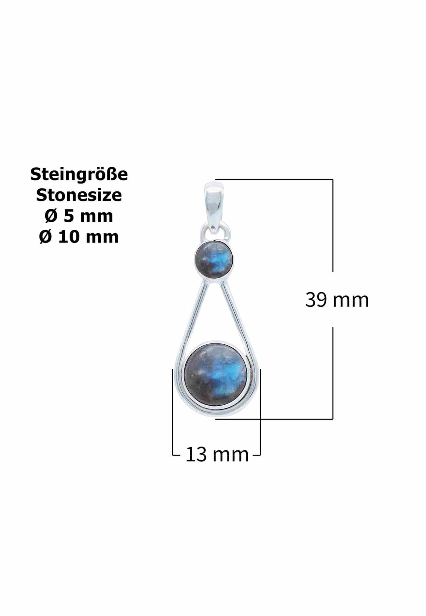 mantraroma Edelstein Kettenanhänger an Band Silber 925 echt für Damen