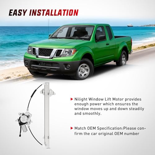 Image of Nilight 741-348 Window Regulator /Motor Front Driver Side Compatible with Nissan Frontier 2005 2006 2007 2008 2009 2010 2011 2012 2013 2014 2015 only use Connector 2 Pins