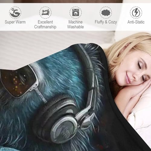 Plaid singe DJ couverture polaire idée cadeau ado lit - 4
