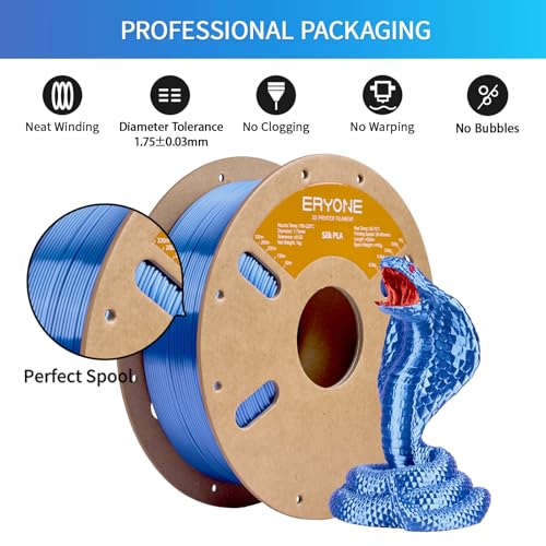 Image of ERYONE Silk PLA Filament for 3D Printer 1.75mm + /- 0.03mm, Shiny Filament 1kg (2.1lbs) /Spool, Sky Blue