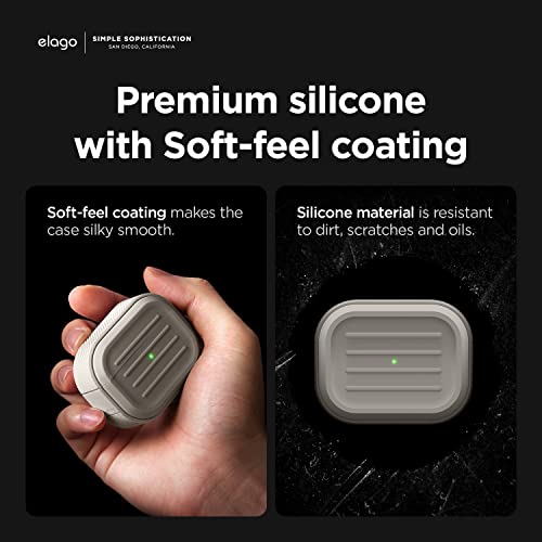 elago Capa Armor compatível com AirPods Pro 2 – Cordão incluído, suporta carregamento sem fio, resis