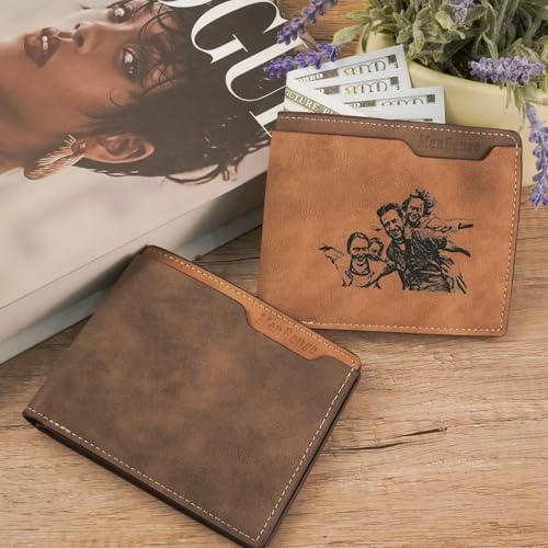 Custom Wallets for Men, Personalized Men's Wallet, Engraved Photo&Name Wallets, Customized Souvenirs for Husbands Fathers Boyfriends (Dark Khaki)4