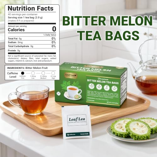Image of LeafLea Bitter Melon Tea Bags, Wellness & Digestion Support, 40 Count