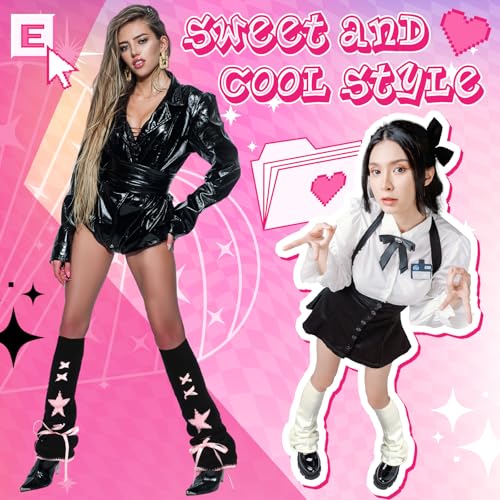 Image of Geyoga Y2k Accessories Harajuku Leg Warmers Gyaru Clothes Japanese Kawaii Girls Leg Warmers Goth Cute Lolita Knit Boot Socks