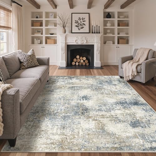 GENIMO Waschbar Teppich Wohnzimmer 160x230 cm Kurzflor Blau – Ansicht 1