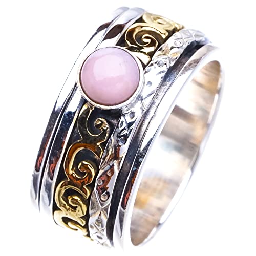 Bague opale rose naturelle argent 925 bicolore taille 55 A4586