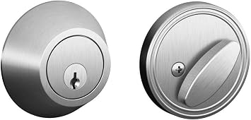 SCHLAGE Single Cylinder Deadbolt, Satin Chrome, Key Lock, Lifetime Mechanical &