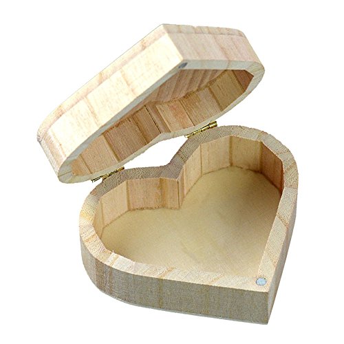 Szaerfa Wooden Jewelry Box Bracelet Box Wooden Crafts Art DIY Kids Toys Love Heart Shape