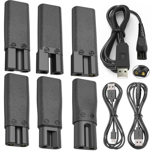 Upgraded 9PCS Replacement Shaver Charger Compatible with a Various Types of Electric Hair Clippers, Beard Trimmers, Shavers, Beauty Instruments,Desk Lamps,Purifiers,Charging Cable Type-C Power Cord
