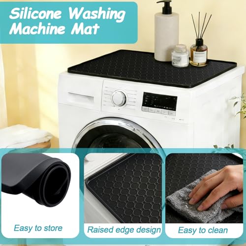 Image of 25.6 inchx25.6 inch Waterproof Silicone Floor Mat for Mini Fridge Mat, Refrigerator Tray & Drip Mat with Raised Edges, Fits Under Sink, Washer & Cooler, Anti-Slip(Black)