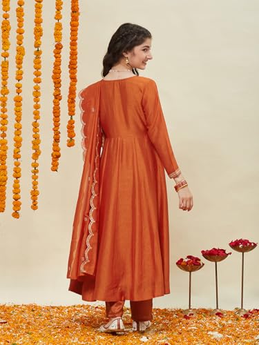 Image of Curly Tales Girls Embroidered Kurta Set with Dupatta | Festive Ethnic Wear for Girls | Stylish Suit Set for Weddings & Celebrations