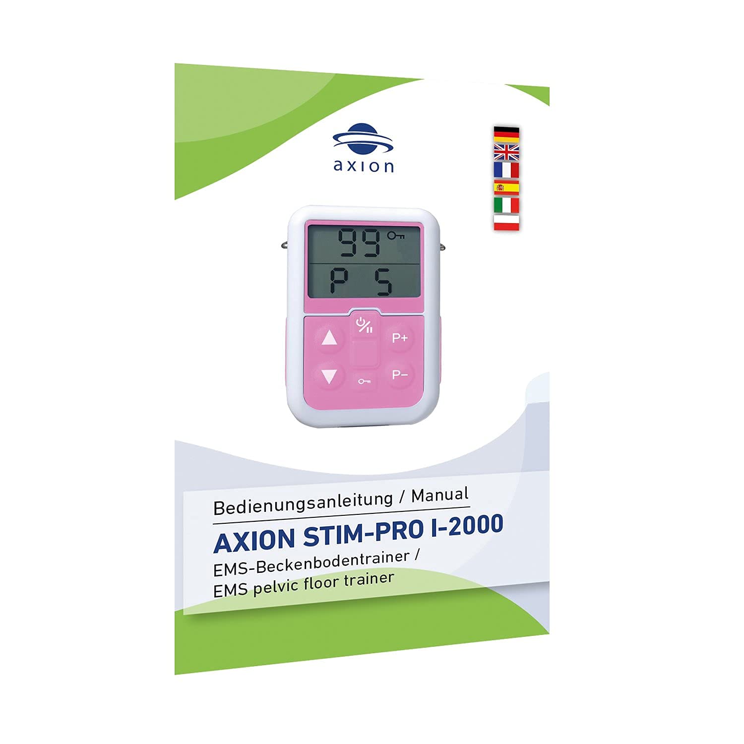 Electroestimulador EMS de suelo pélvico axion® I-2000 para mujeres | Con sonda para incontinencia y control de vejiga | 5 programas | Dispositivo sanitario certificado